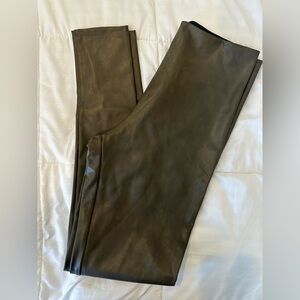 AQUA Faux Leather Leggings Olive Green Size S